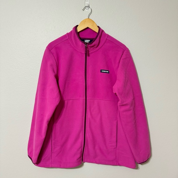 Land’s End Grid Fleece Fuchsia Zippered Jacket—XXL - Picture 2 of 11